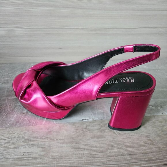 Kenneth Cole Reaction Rylee Hot Pink Metallic Slingback Platform Sandals Size 8. - Picture 7 of 16